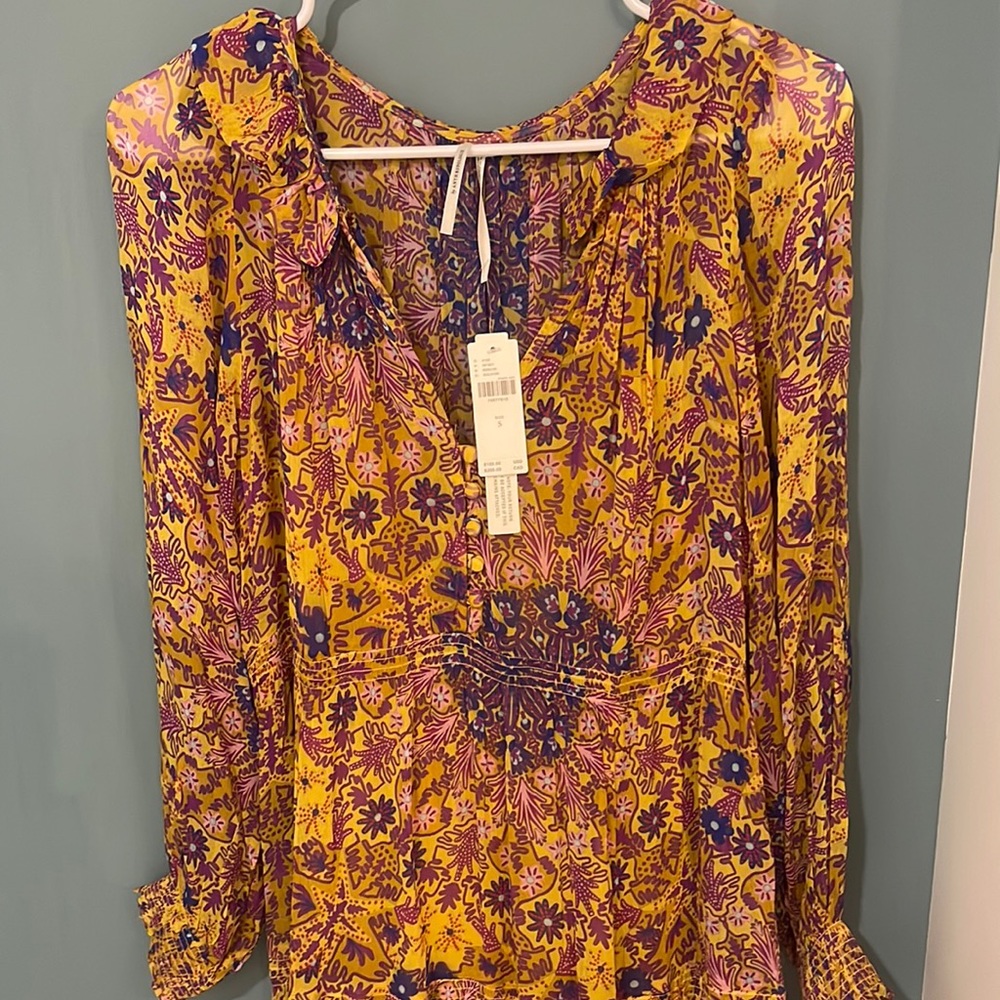 Anthropologie Marais Printed Chiffon Maxi Dress